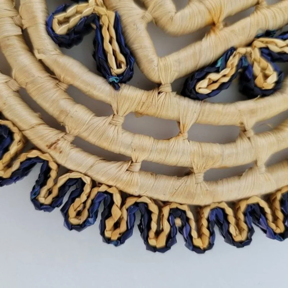 Vintage Rattan Trivets Set of Two Natural Purple - Picture 3 of 6